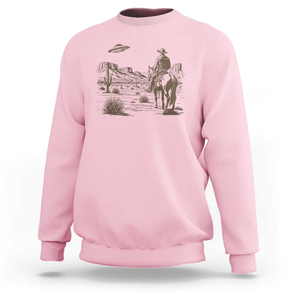 UFO Western Cowboy Sweatshirt Rodeo Wild West Retro Vintage Graphic