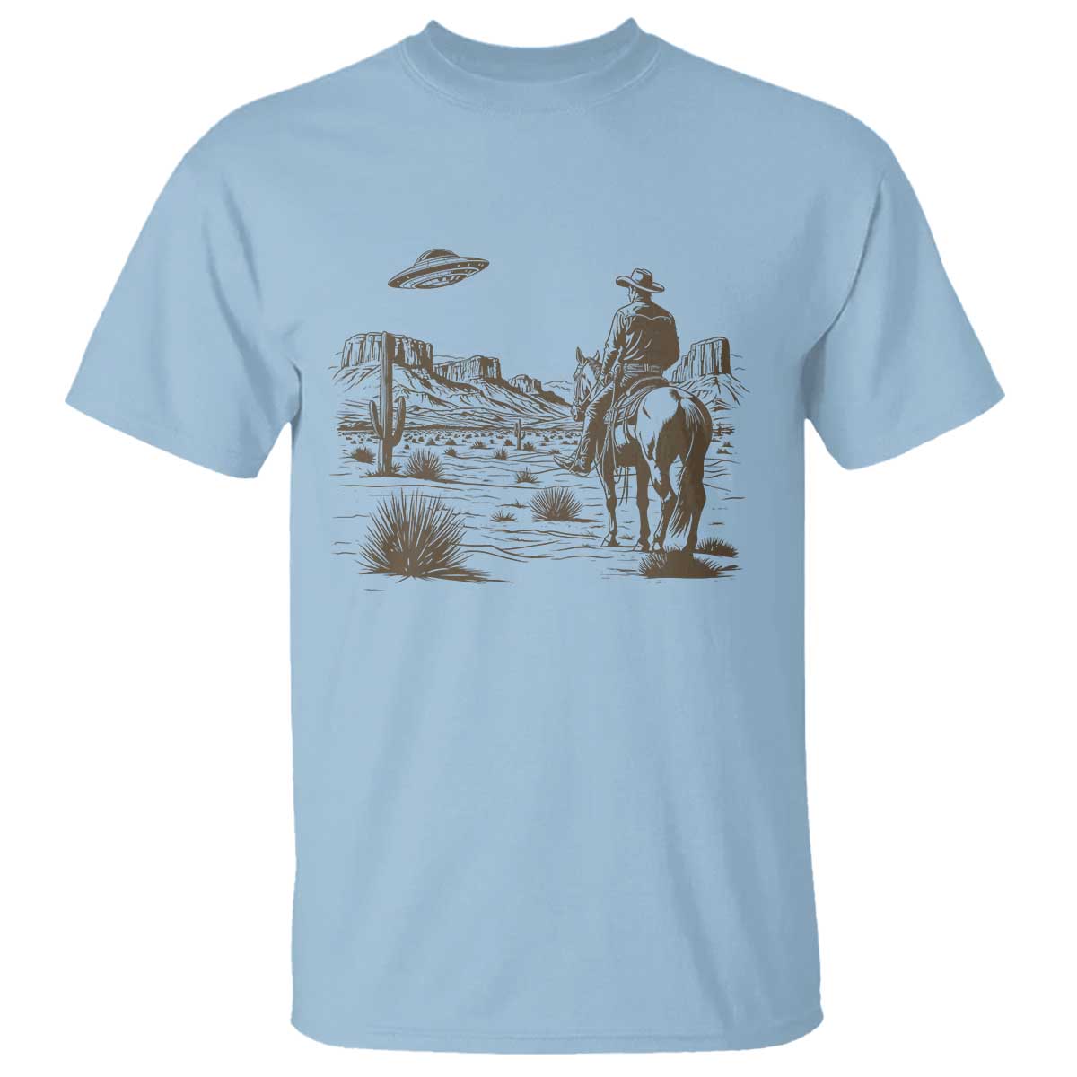 UFO Western Cowboy T Shirt Rodeo Wild West Retro Vintage Graphic