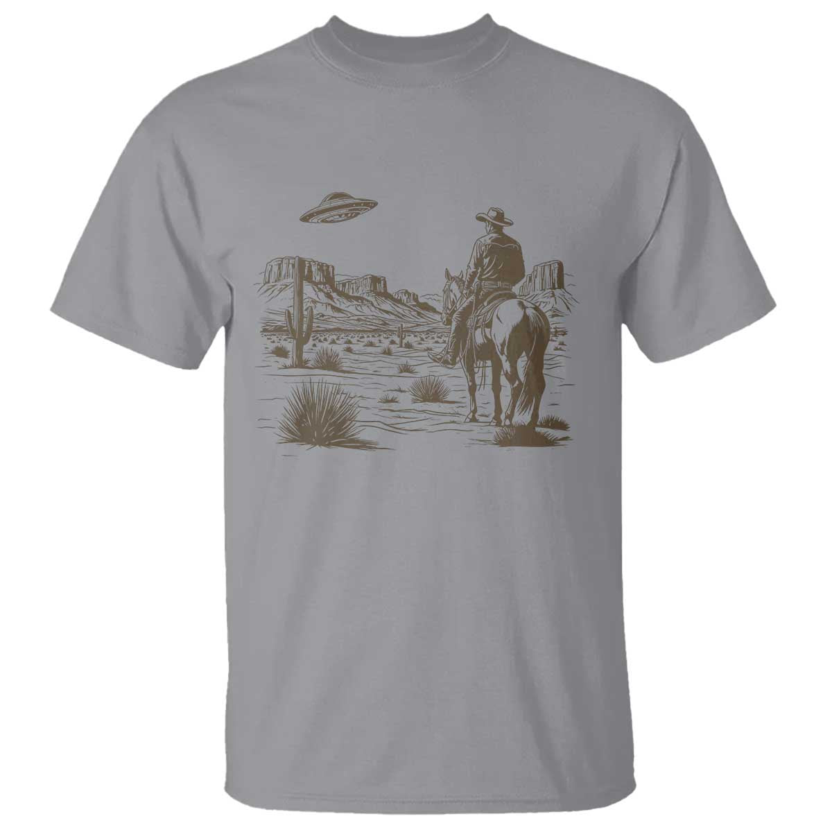 UFO Western Cowboy T Shirt Rodeo Wild West Retro Vintage Graphic