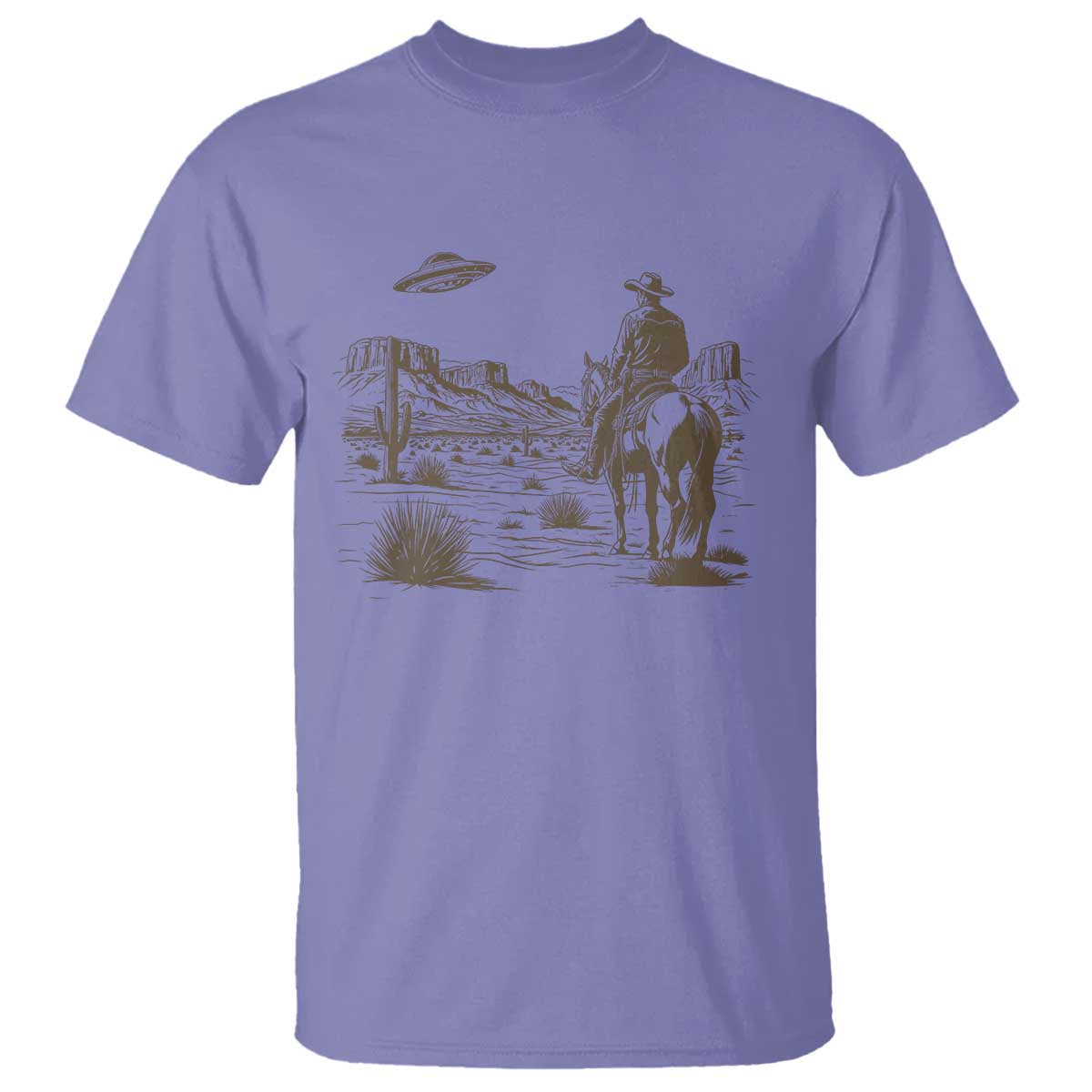 UFO Western Cowboy T Shirt Rodeo Wild West Retro Vintage Graphic