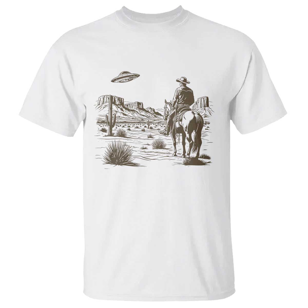 UFO Western Cowboy T Shirt Rodeo Wild West Retro Vintage Graphic