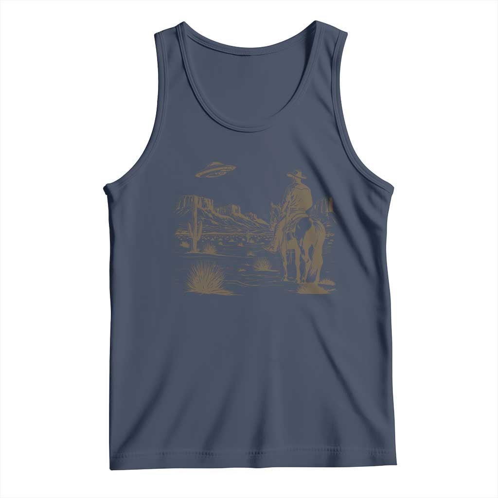 UFO Western Cowboy Tank Top Rodeo Wild West Retro Vintage Graphic