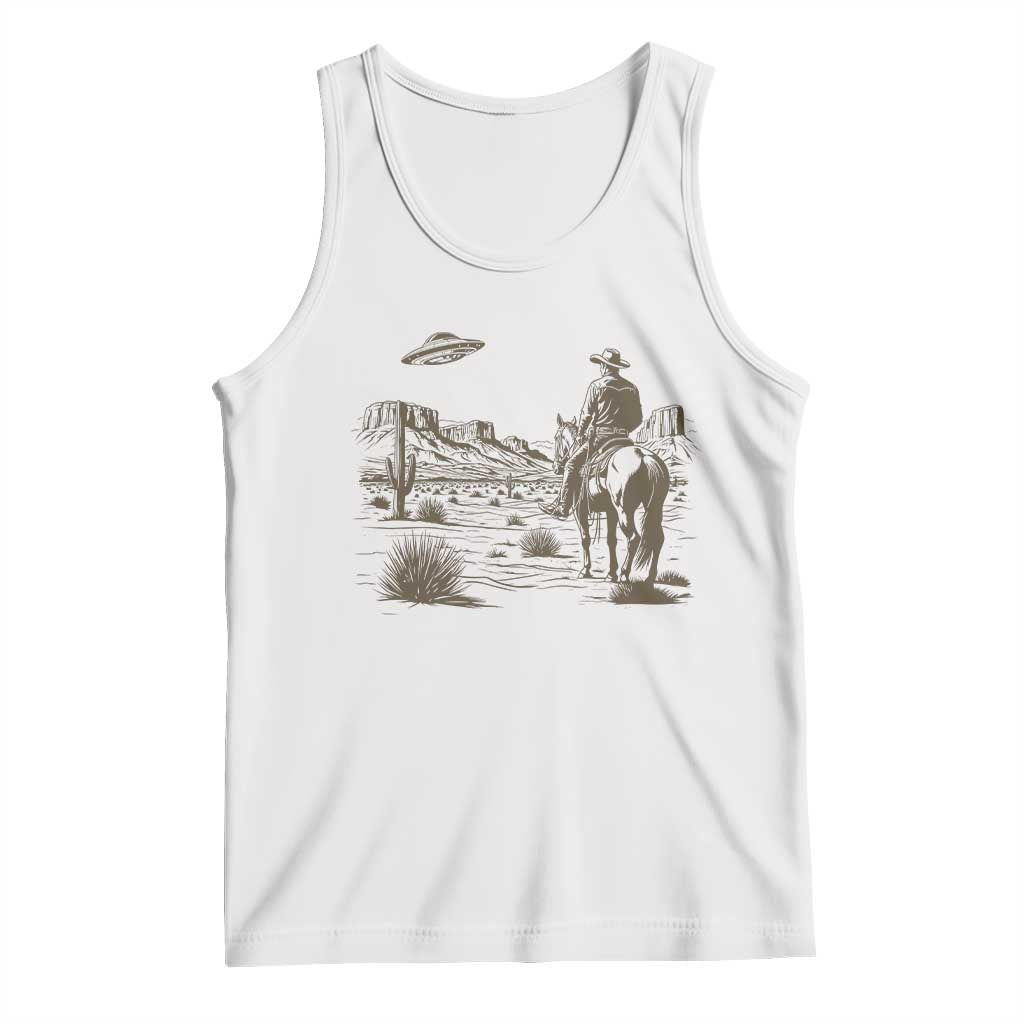 UFO Western Cowboy Tank Top Rodeo Wild West Retro Vintage Graphic