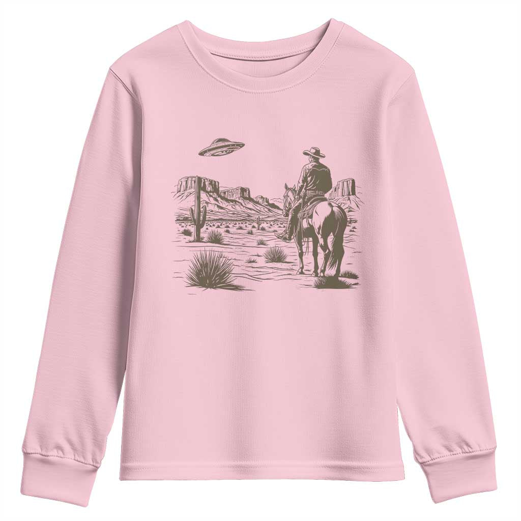 UFO Western Cowboy Youth Sweatshirt Rodeo Wild West Retro Vintage Graphic