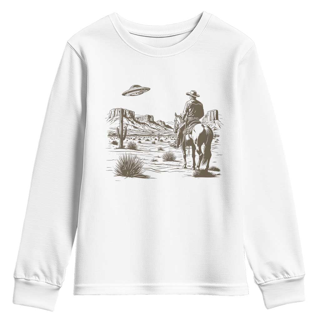 UFO Western Cowboy Youth Sweatshirt Rodeo Wild West Retro Vintage Graphic
