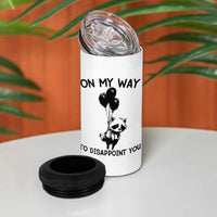 Funny Raccoon 90s Trash Panda 4 in 1 Can Cooler Tumbler On My Way To Disappoint You Mental Health Meme - Wonder Print Shop