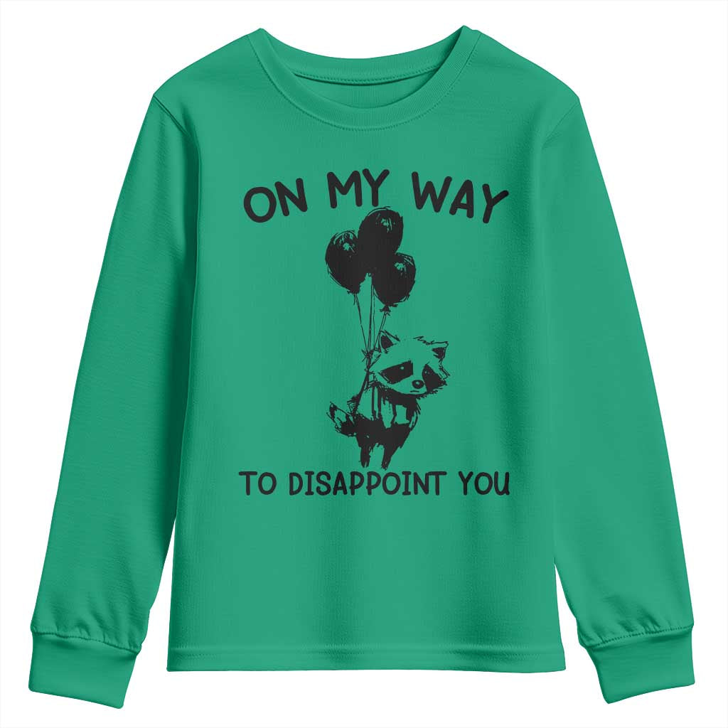 Funny Raccoon 90s Trash Panda Youth Sweatshirt On My Way To Disappoint You Mental Health Meme - Wonder Print Shop