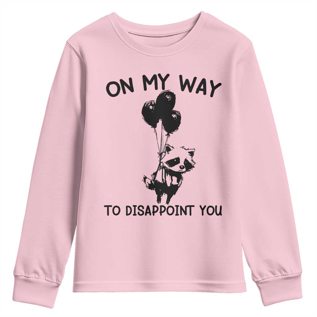 Funny Raccoon 90s Trash Panda Youth Sweatshirt On My Way To Disappoint You Mental Health Meme - Wonder Print Shop