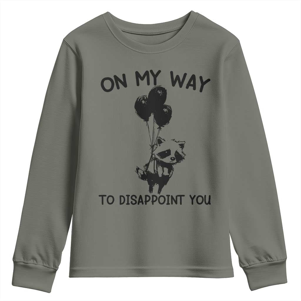 Funny Raccoon 90s Trash Panda Youth Sweatshirt On My Way To Disappoint You Mental Health Meme - Wonder Print Shop