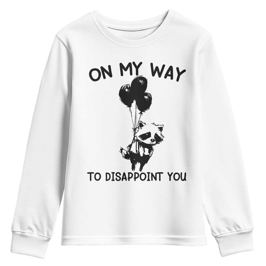 Funny Raccoon 90s Trash Panda Youth Sweatshirt On My Way To Disappoint You Mental Health Meme - Wonder Print Shop