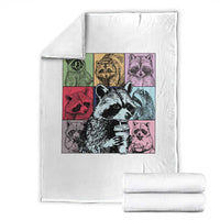 Raccoon Drinking Coffee Graphic Throw Blanket Funny Trash Panda Retro 90s Style - Wonder Print Shop