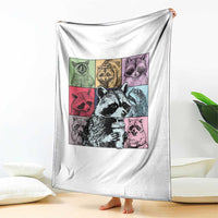 Raccoon Drinking Coffee Graphic Throw Blanket Funny Trash Panda Retro 90s Style - Wonder Print Shop