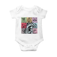 Raccoon Drinking Coffee Graphic Baby Onesie Funny Trash Panda Retro 90s Style - Wonder Print Shop