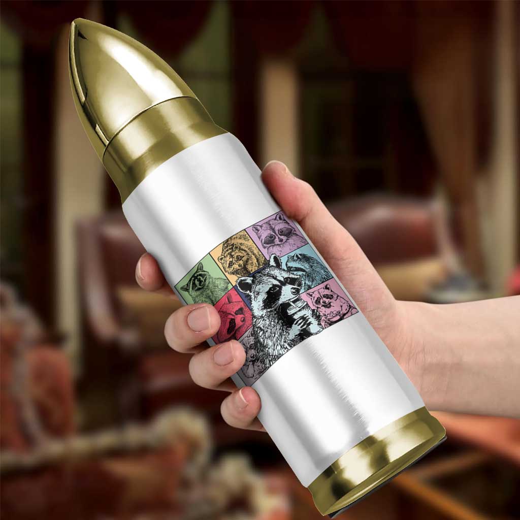 Raccoon Drinking Coffee Graphic Bullet Tumbler Funny Trash Panda Retro 90s Style - Wonder Print Shop