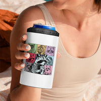 Raccoon Drinking Coffee Graphic 4 in 1 Can Cooler Tumbler Funny Trash Panda Retro 90s Style - Wonder Print Shop