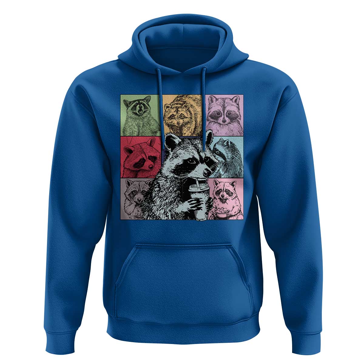 Raccoon Drinking Coffee Graphic Hoodie Funny Trash Panda Retro 90s Style - Wonder Print Shop