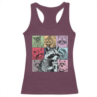 Raccoon Drinking Coffee Graphic Racerback Tank Top Funny Trash Panda Retro 90s Style - Wonder Print Shop