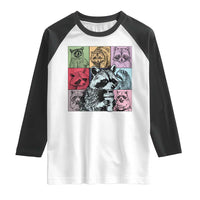 Raccoon Drinking Coffee Graphic Raglan Shirt Funny Trash Panda Retro 90s Style - Wonder Print Shop
