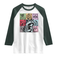 Raccoon Drinking Coffee Graphic Raglan Shirt Funny Trash Panda Retro 90s Style - Wonder Print Shop