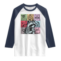 Raccoon Drinking Coffee Graphic Raglan Shirt Funny Trash Panda Retro 90s Style - Wonder Print Shop
