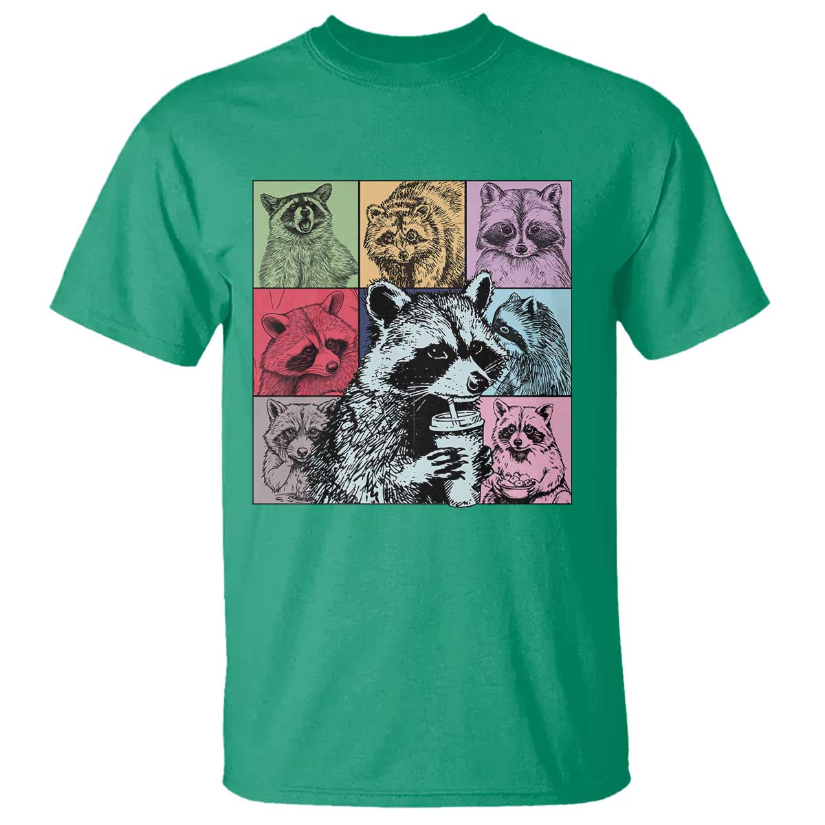 Raccoon Drinking Coffee Graphic T Shirt Funny Trash Panda Retro 90s Style - Wonder Print Shop