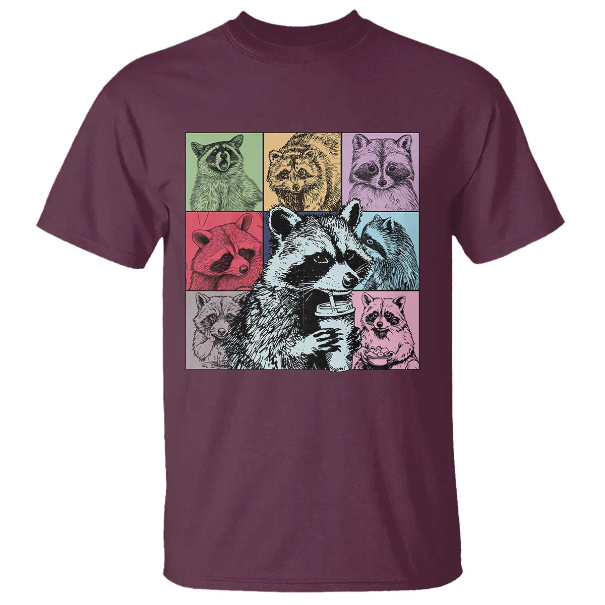 Raccoon Drinking Coffee Graphic T Shirt Funny Trash Panda Retro 90s Style - Wonder Print Shop