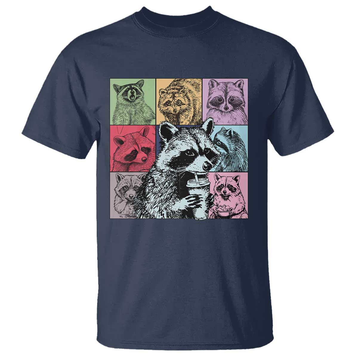 Raccoon Drinking Coffee Graphic T Shirt Funny Trash Panda Retro 90s Style - Wonder Print Shop