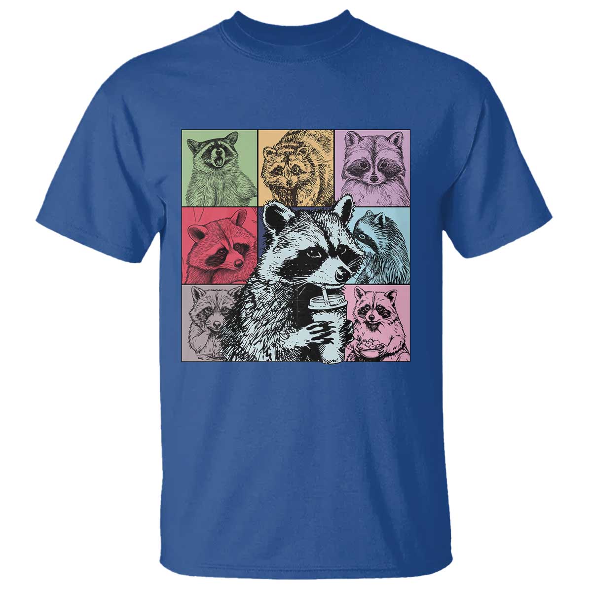Raccoon Drinking Coffee Graphic T Shirt Funny Trash Panda Retro 90s Style - Wonder Print Shop