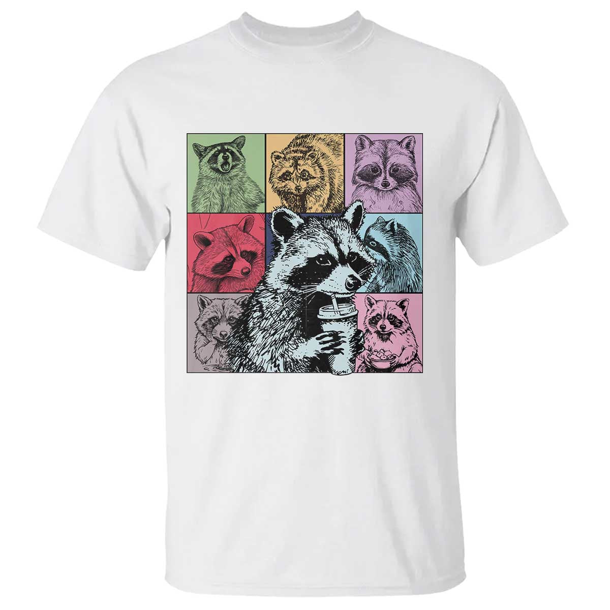 Raccoon Drinking Coffee Graphic T Shirt Funny Trash Panda Retro 90s Style - Wonder Print Shop