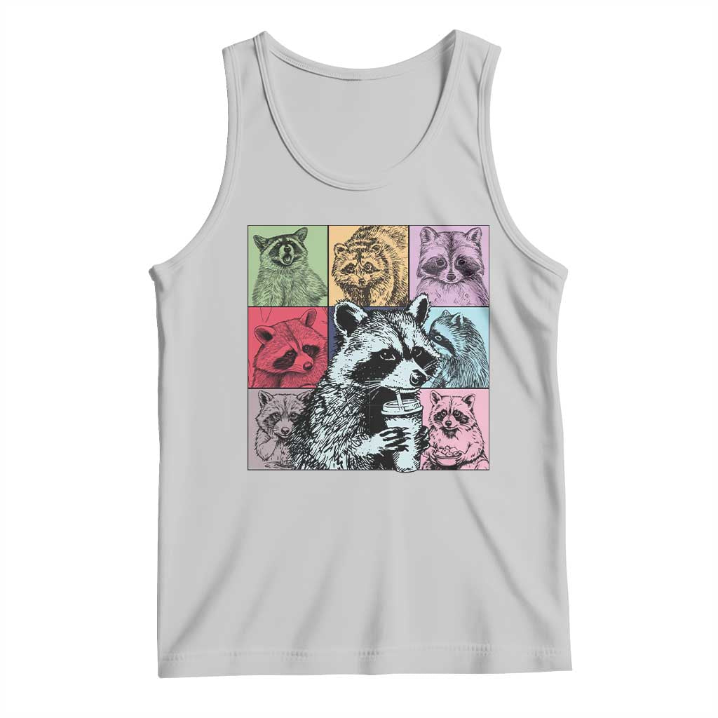 Raccoon Drinking Coffee Graphic Tank Top Funny Trash Panda Retro 90s Style - Wonder Print Shop