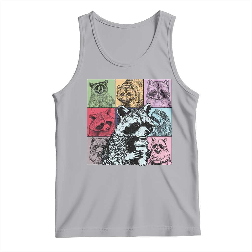 Raccoon Drinking Coffee Graphic Tank Top Funny Trash Panda Retro 90s Style - Wonder Print Shop