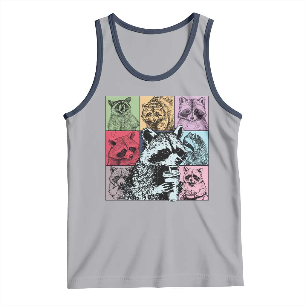 Raccoon Drinking Coffee Graphic Tank Top Funny Trash Panda Retro 90s Style - Wonder Print Shop