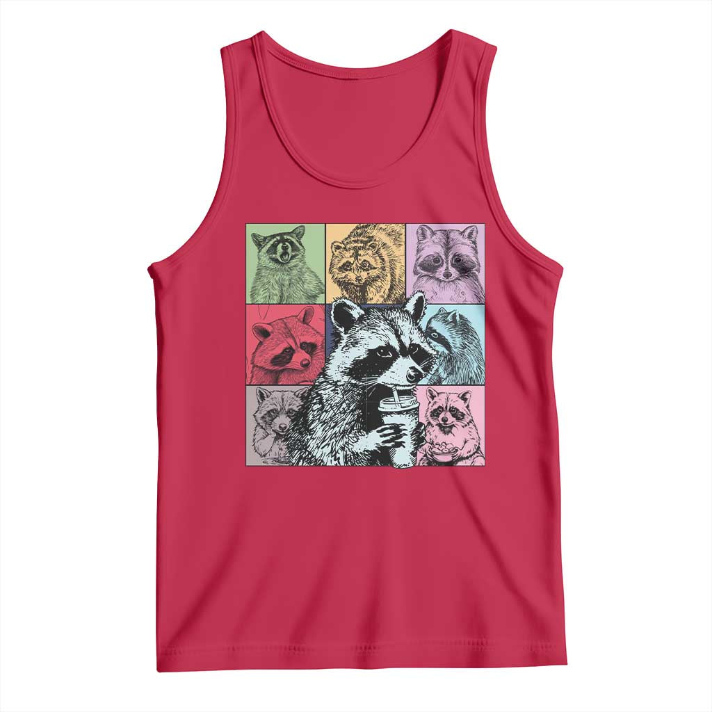Raccoon Drinking Coffee Graphic Tank Top Funny Trash Panda Retro 90s Style - Wonder Print Shop