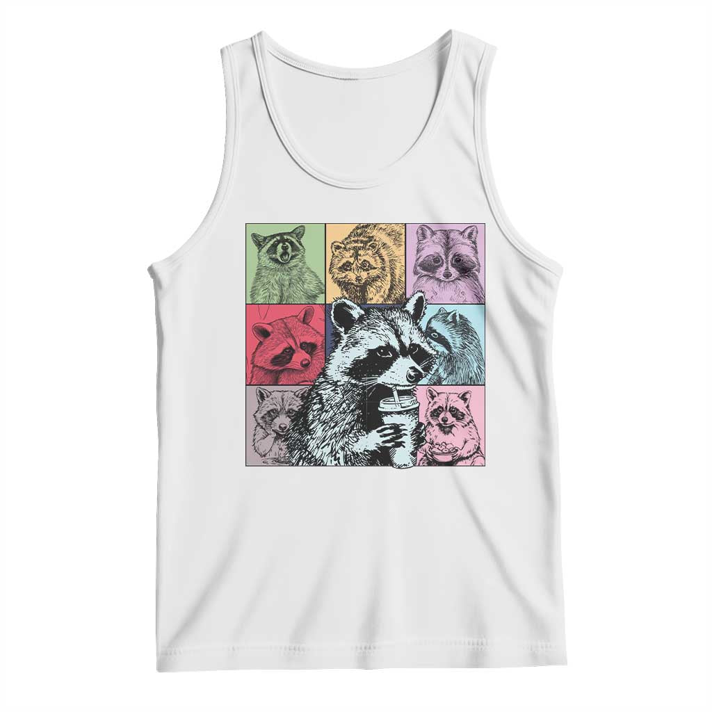 Raccoon Drinking Coffee Graphic Tank Top Funny Trash Panda Retro 90s Style - Wonder Print Shop