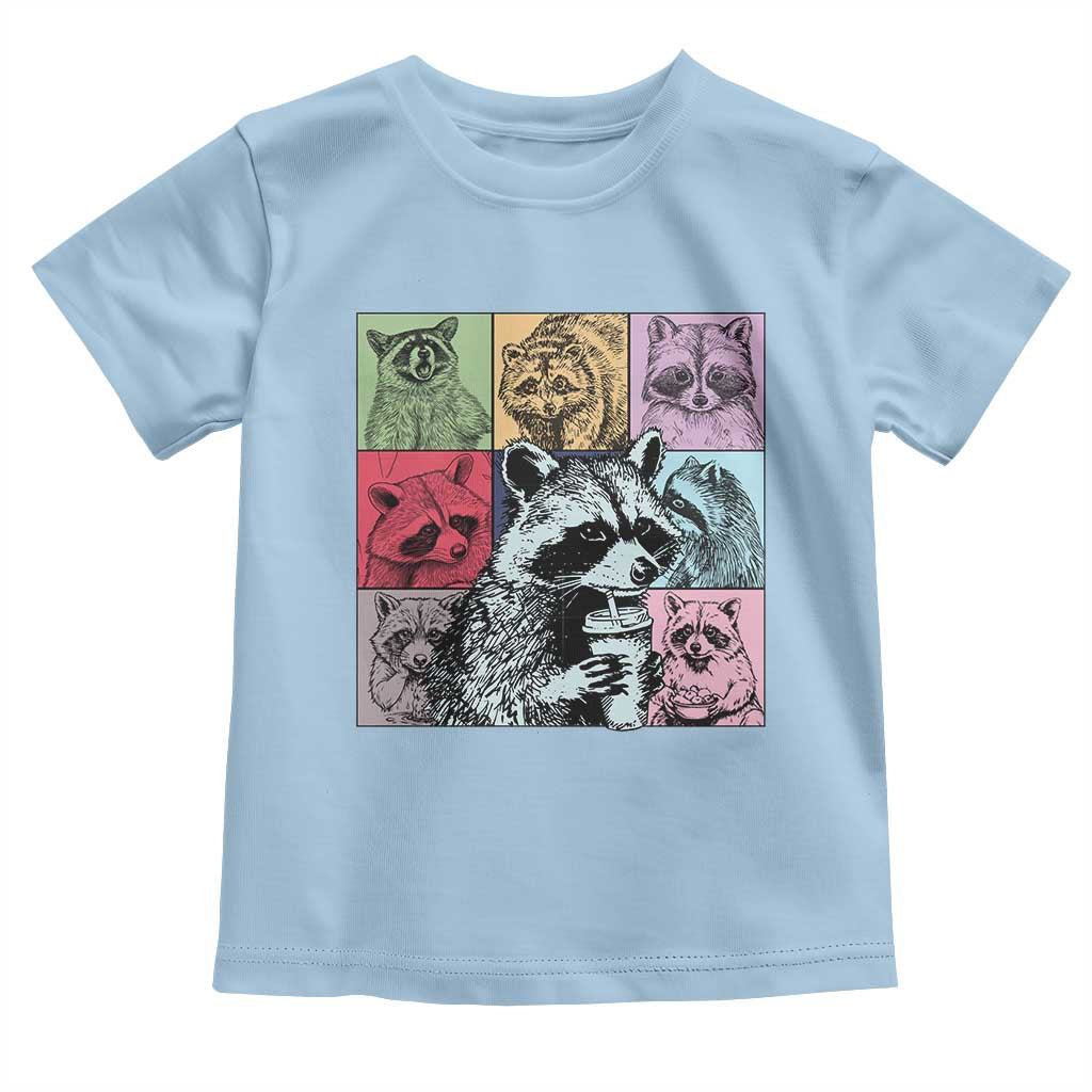 Raccoon Drinking Coffee Graphic Toddler T Shirt Funny Trash Panda Retro 90s Style - Wonder Print Shop