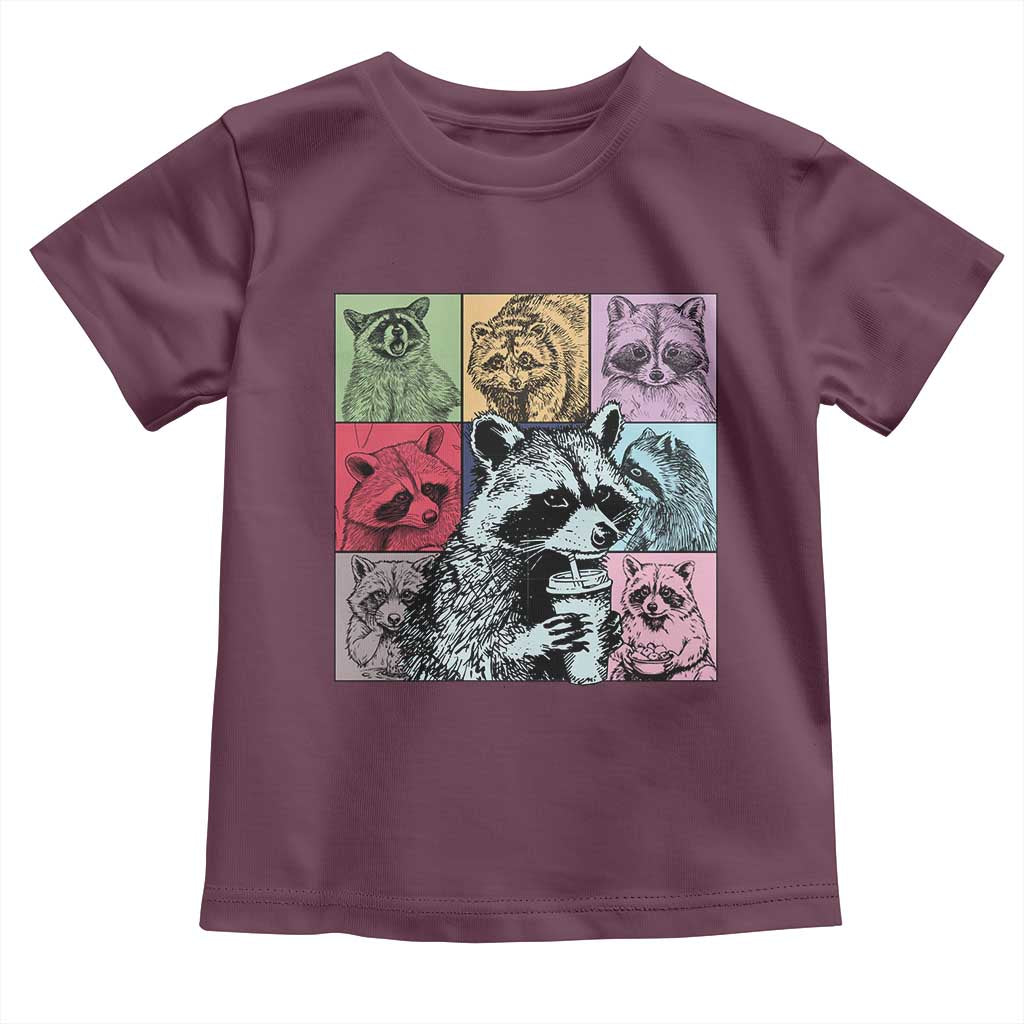 Raccoon Drinking Coffee Graphic Toddler T Shirt Funny Trash Panda Retro 90s Style - Wonder Print Shop