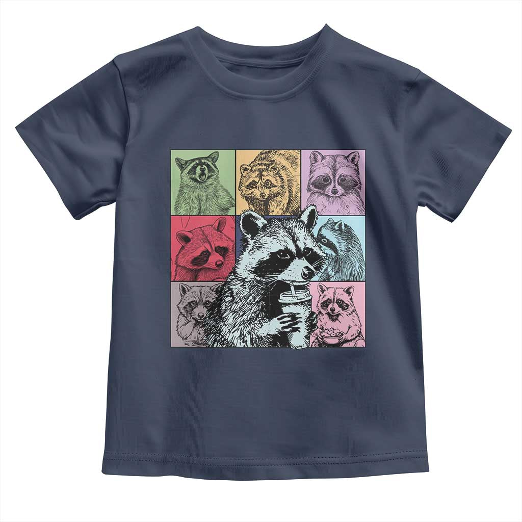 Raccoon Drinking Coffee Graphic Toddler T Shirt Funny Trash Panda Retro 90s Style - Wonder Print Shop