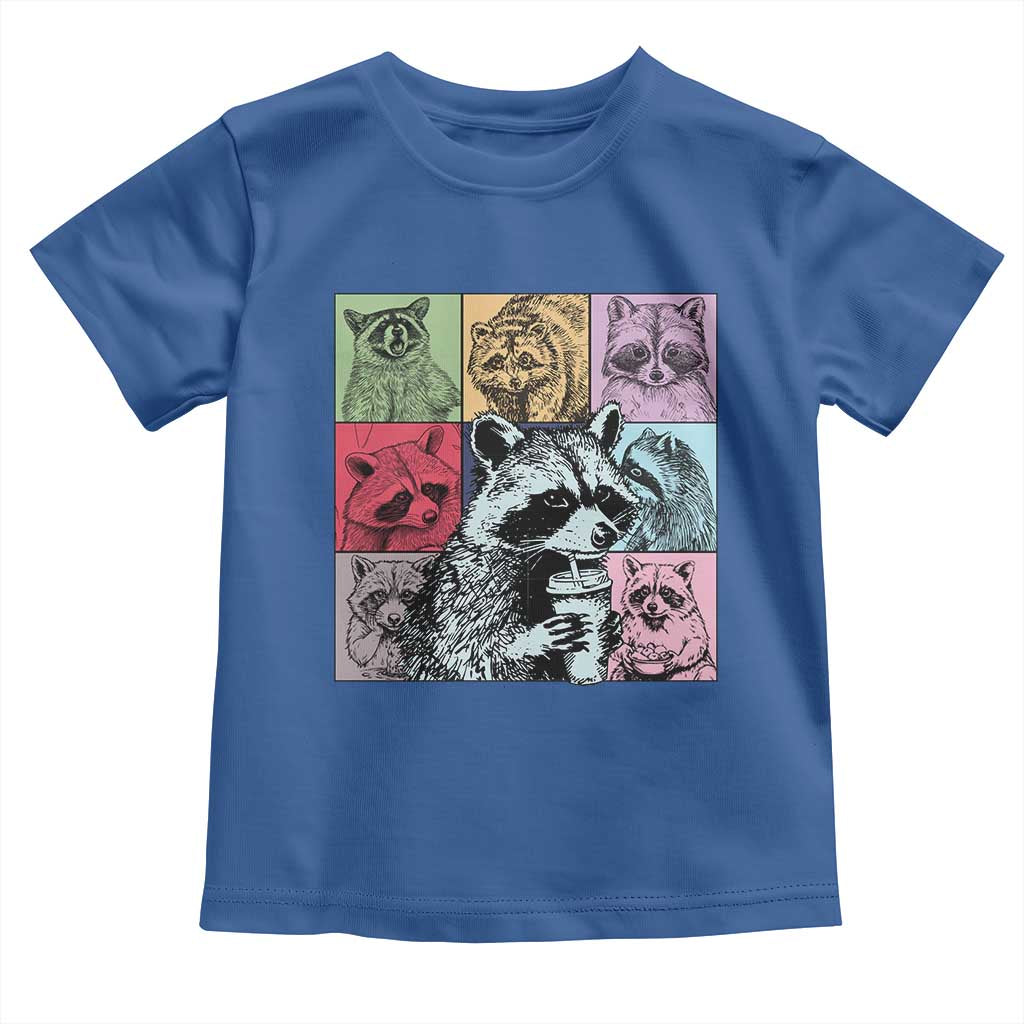 Raccoon Drinking Coffee Graphic Toddler T Shirt Funny Trash Panda Retro 90s Style - Wonder Print Shop