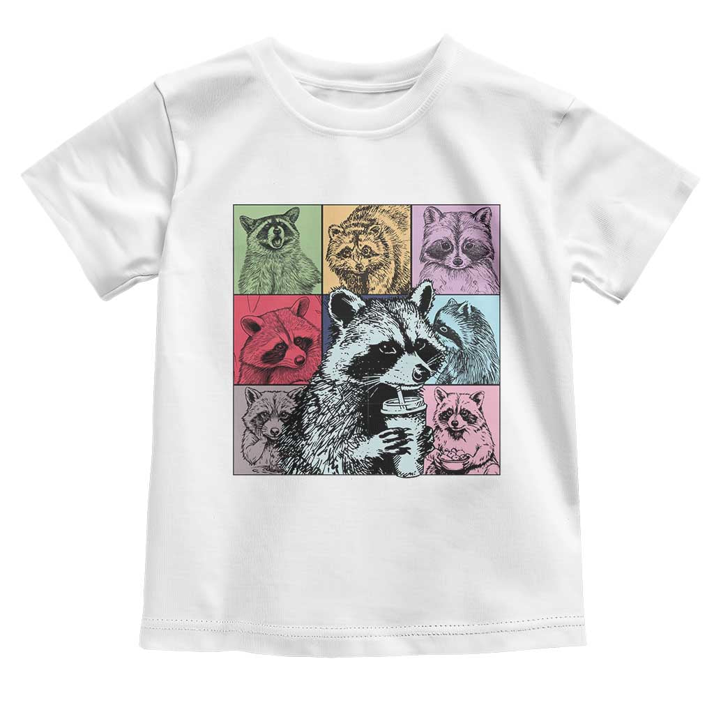 Raccoon Drinking Coffee Graphic Toddler T Shirt Funny Trash Panda Retro 90s Style - Wonder Print Shop