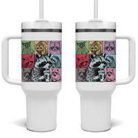 Raccoon Drinking Coffee Graphic Tumbler With Handle Funny Trash Panda Retro 90s Style - Wonder Print Shop