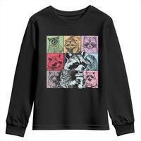 Raccoon Drinking Coffee Graphic Youth Sweatshirt Funny Trash Panda Retro 90s Style - Wonder Print Shop