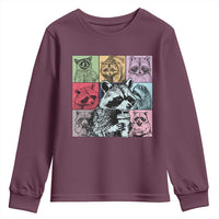 Raccoon Drinking Coffee Graphic Youth Sweatshirt Funny Trash Panda Retro 90s Style - Wonder Print Shop