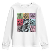 Raccoon Drinking Coffee Graphic Youth Sweatshirt Funny Trash Panda Retro 90s Style - Wonder Print Shop