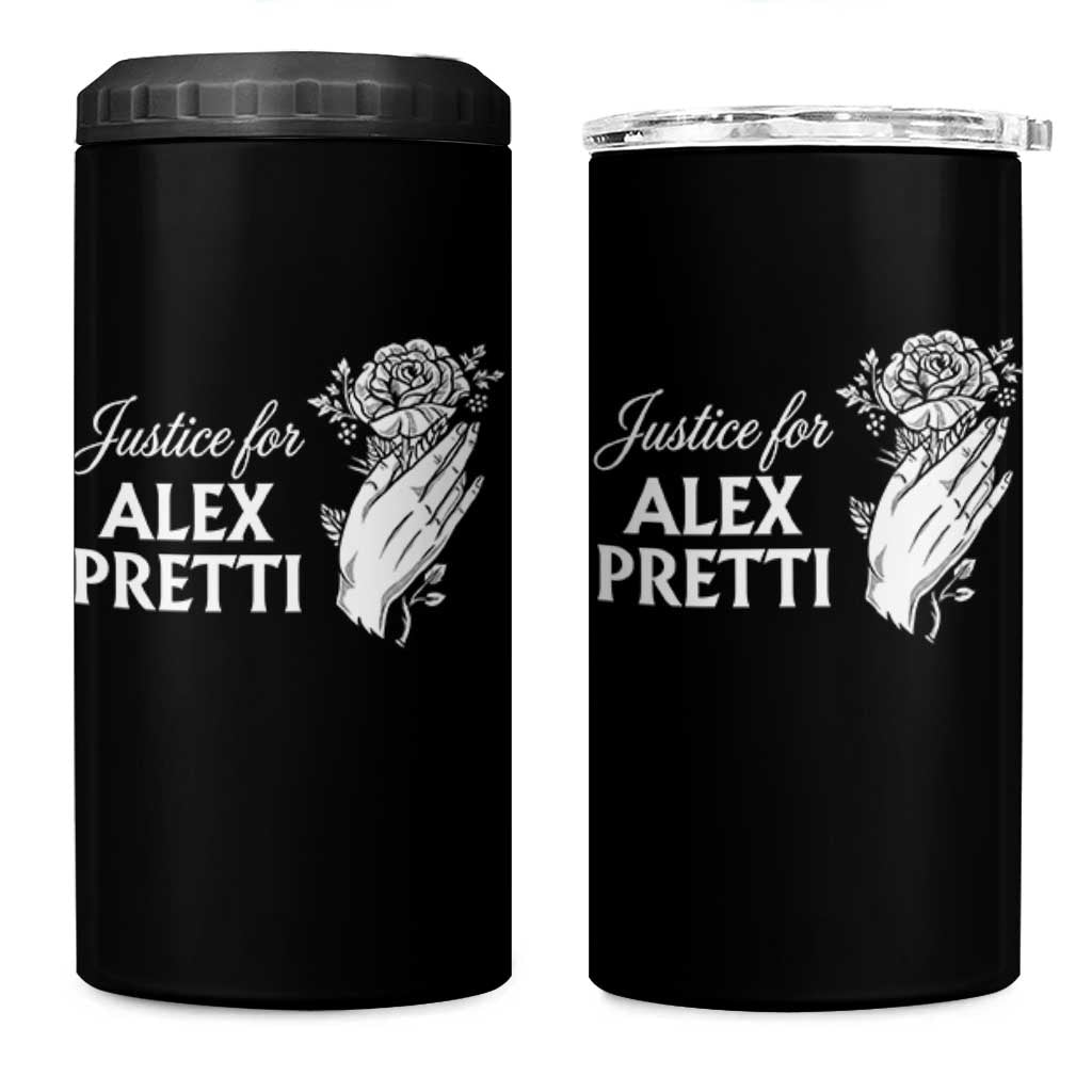 Justice for Alex Pretti Floral Memorial 4 in 1 Can Cooler Tumbler Minneapolis Jan 24 2026 Tribute