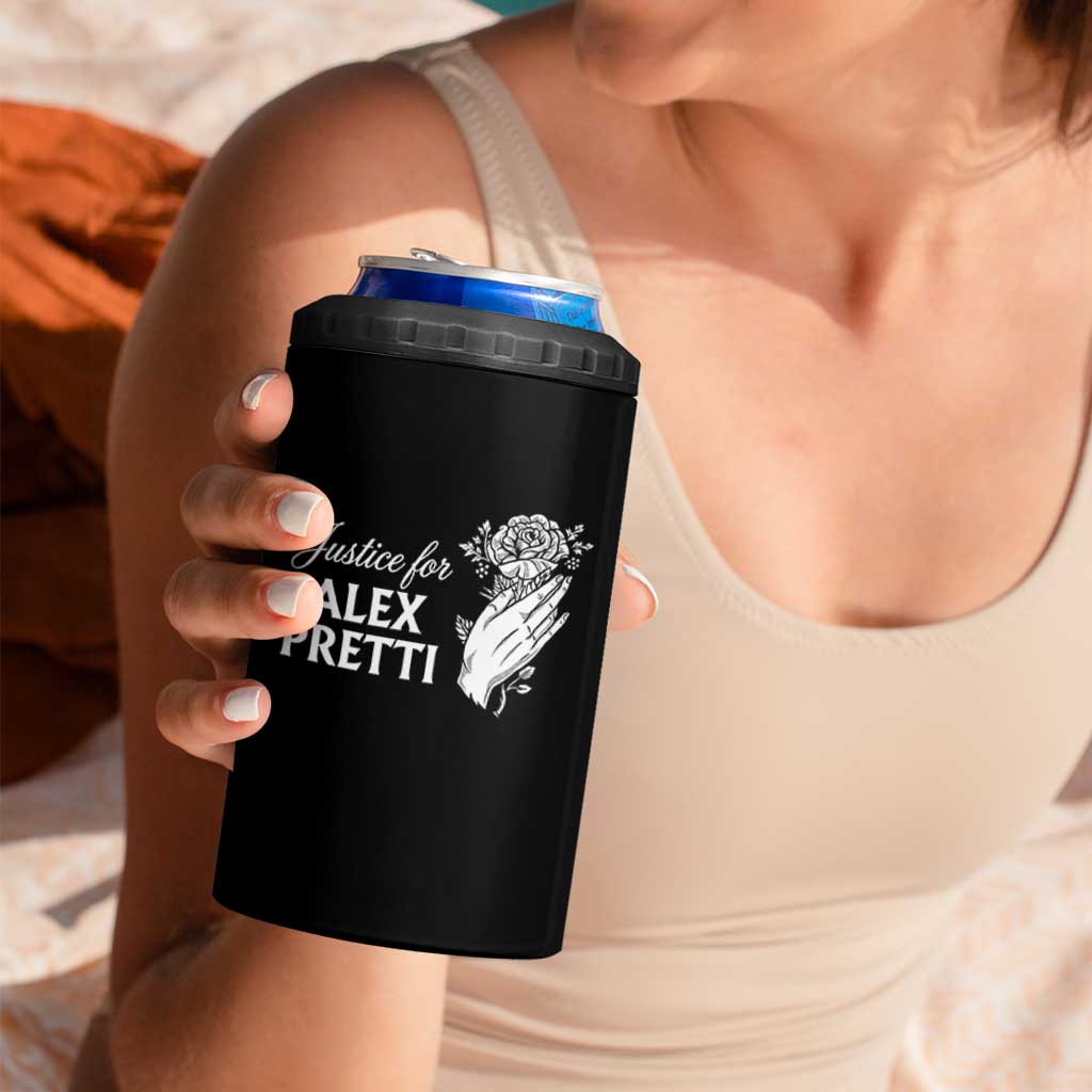 Justice for Alex Pretti Floral Memorial 4 in 1 Can Cooler Tumbler Minneapolis Jan 24 2026 Tribute