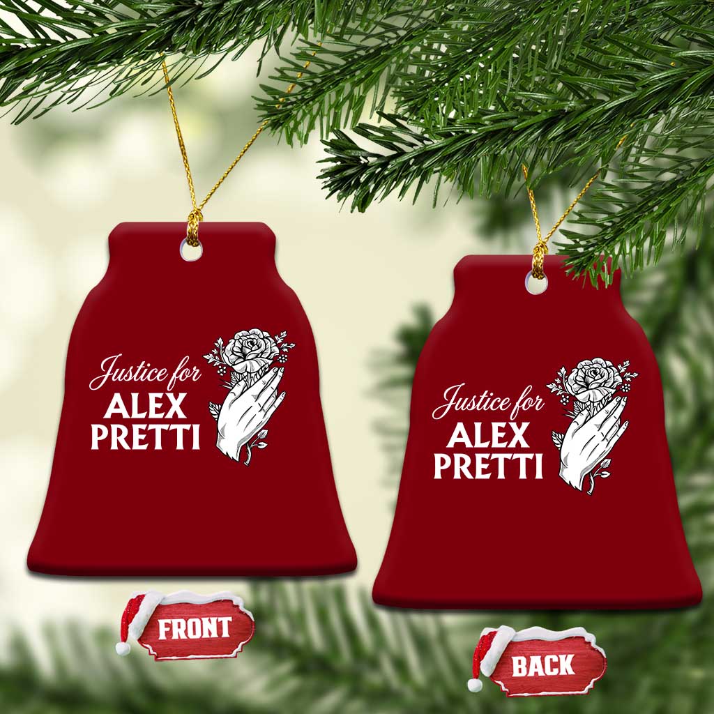 Justice for Alex Pretti Floral Memorial Ceramic Ornament Minneapolis Jan 24 2026 Tribute