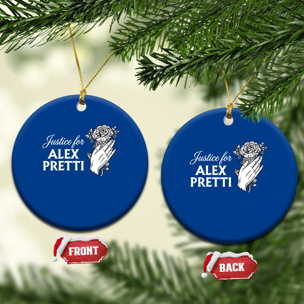 Justice for Alex Pretti Floral Memorial Ceramic Ornament Minneapolis Jan 24 2026 Tribute