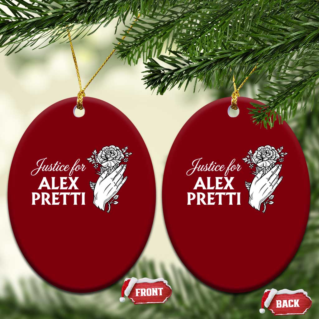 Justice for Alex Pretti Floral Memorial Ceramic Ornament Minneapolis Jan 24 2026 Tribute