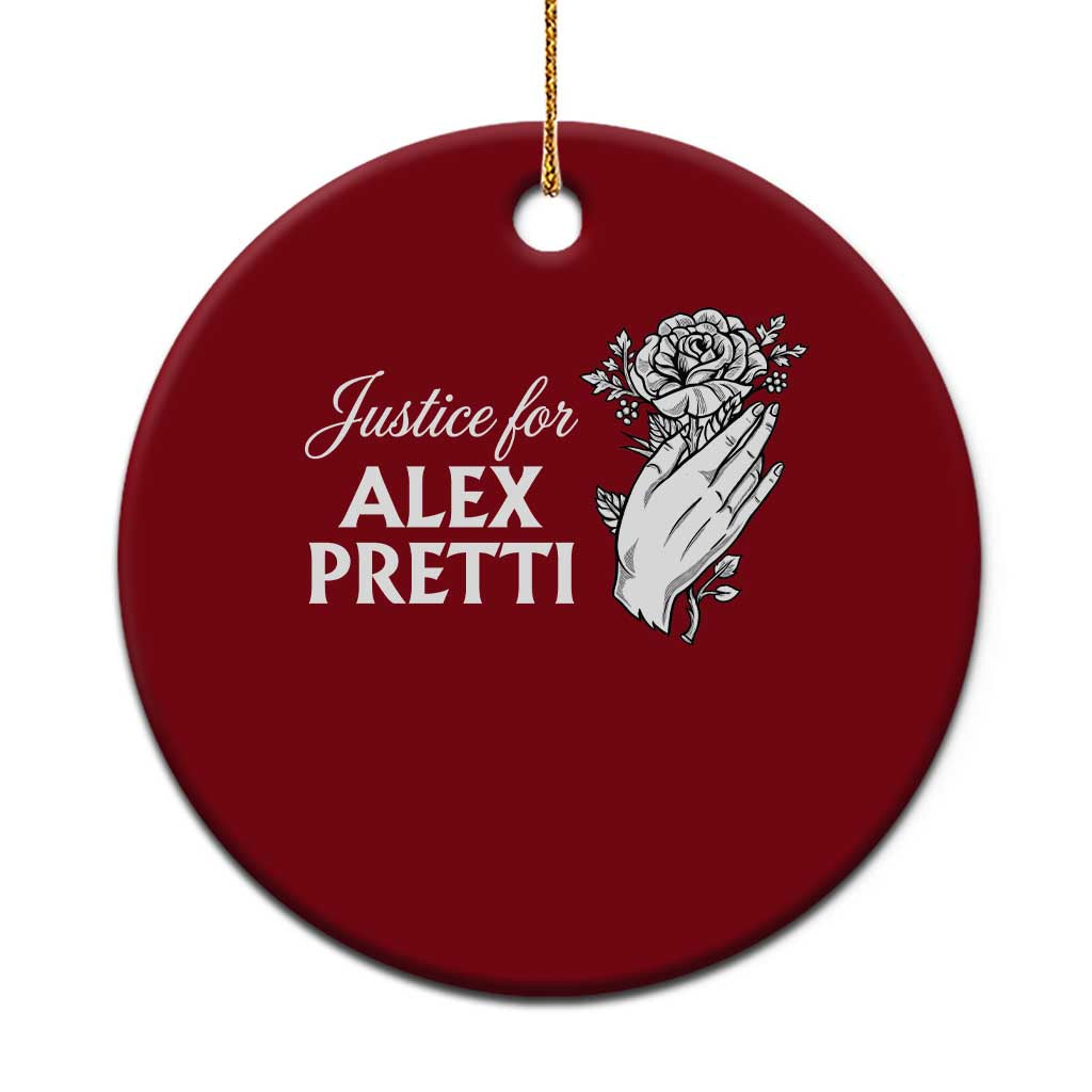 Justice for Alex Pretti Floral Memorial Ceramic Ornament Minneapolis Jan 24 2026 Tribute