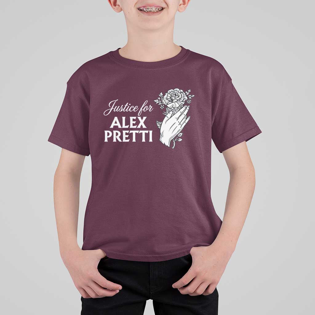Justice for Alex Pretti Floral Memorial T Shirt For Kid Minneapolis Jan 24 2026 Tribute